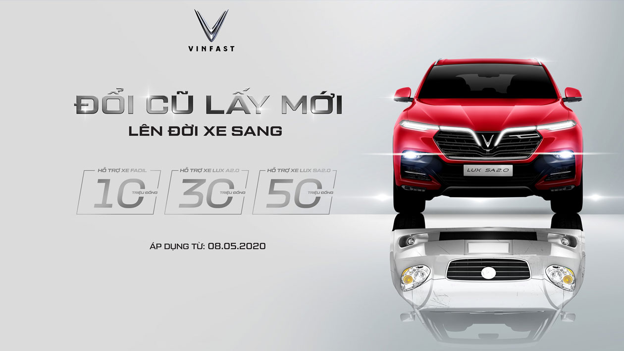 Sau thành công của chương trình “Đổi Cũ Lấy Mới – Lên Đời Xe Sang” triển khai tại Hà Nội từ ngày 8/5/2020, Công ty TNHH Kinh doanh Thương mại và Dịch vụ VinFast phối hợp cùng Công ty Smart Solution tiếp tục mở rộng chương trình tới TP.HCM và TP Vinh (Nghệ An) để phục vụ khách hàng tại khu vực miền Nam và miền Trung.